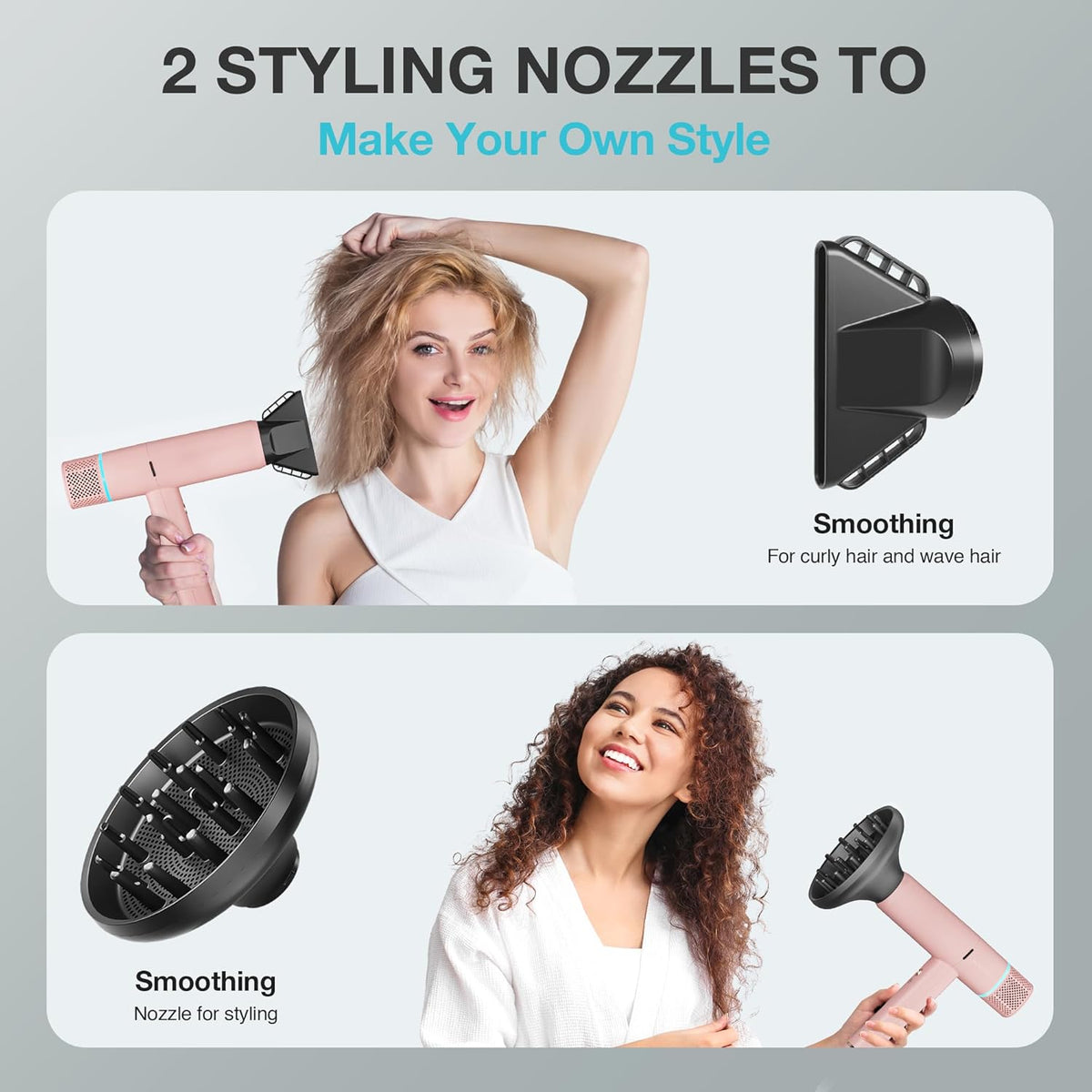 Professional Ionic Hair Dryer with Diffuser,150000 RPM High-Speed Ionic Low Noise Blow Dryer, Powerful 1600 Watt Motor for Fast Drying and Straight & Wavy Hair, Lightweight