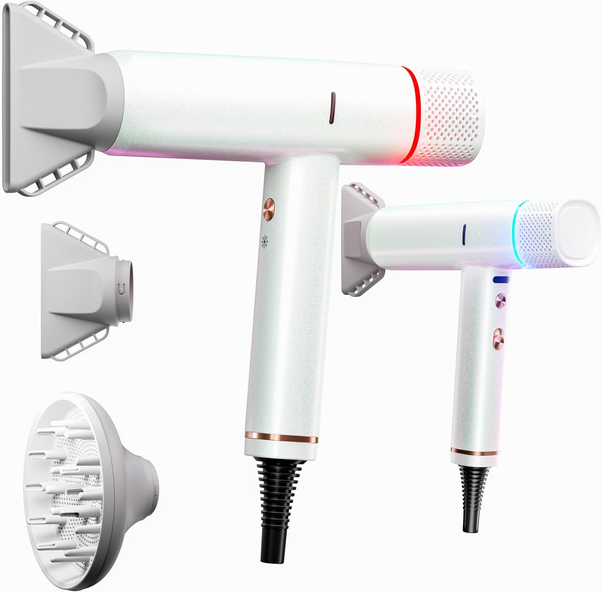 Professional Ionic Hair Dryer with Diffuser,150000 RPM High-Speed Ionic Low Noise Blow Dryer, Powerful 1600 Watt Motor for Fast Drying and Straight & Wavy Hair, Lightweight