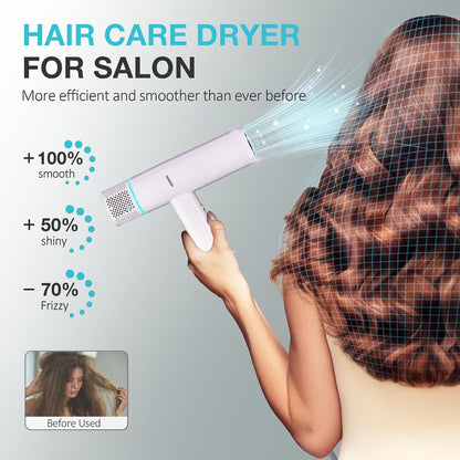 Professional Ionic Hair Dryer with Diffuser,150000 RPM High-Speed Ionic Low Noise Blow Dryer, Powerful 1600 Watt Motor for Fast Drying and Straight & Wavy Hair, Lightweight