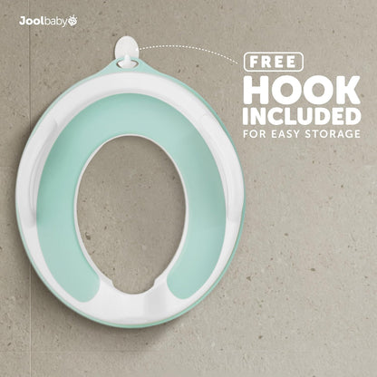 Potty Training Seat for Boys and Girls With Handles, Fits Round & Oval Toilets, Non-Slip with Splash Guard, Includes Free Storage Hook (Aqua)