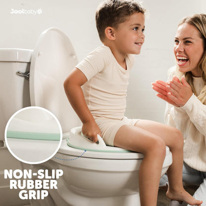 Potty Training Seat for Boys and Girls With Handles, Fits Round & Oval Toilets, Non-Slip with Splash Guard, Includes Free Storage Hook (Aqua)