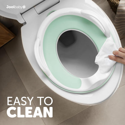 Potty Training Seat for Boys and Girls With Handles, Fits Round & Oval Toilets, Non-Slip with Splash Guard, Includes Free Storage Hook (Aqua)