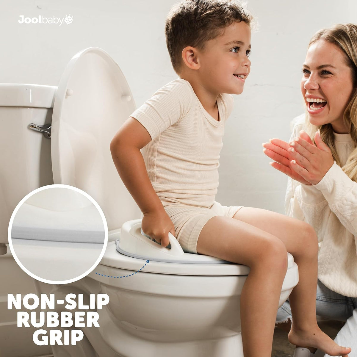 Potty Training Seat for Boys and Girls With Handles, Fits Round & Oval Toilets, Non-Slip with Splash Guard, Includes Free Storage Hook (Aqua)