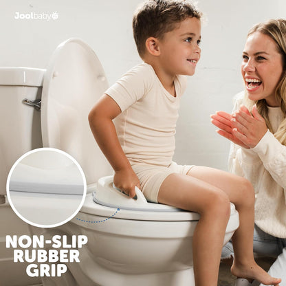 Potty Training Seat for Boys and Girls With Handles, Fits Round & Oval Toilets, Non-Slip with Splash Guard, Includes Free Storage Hook (Aqua)