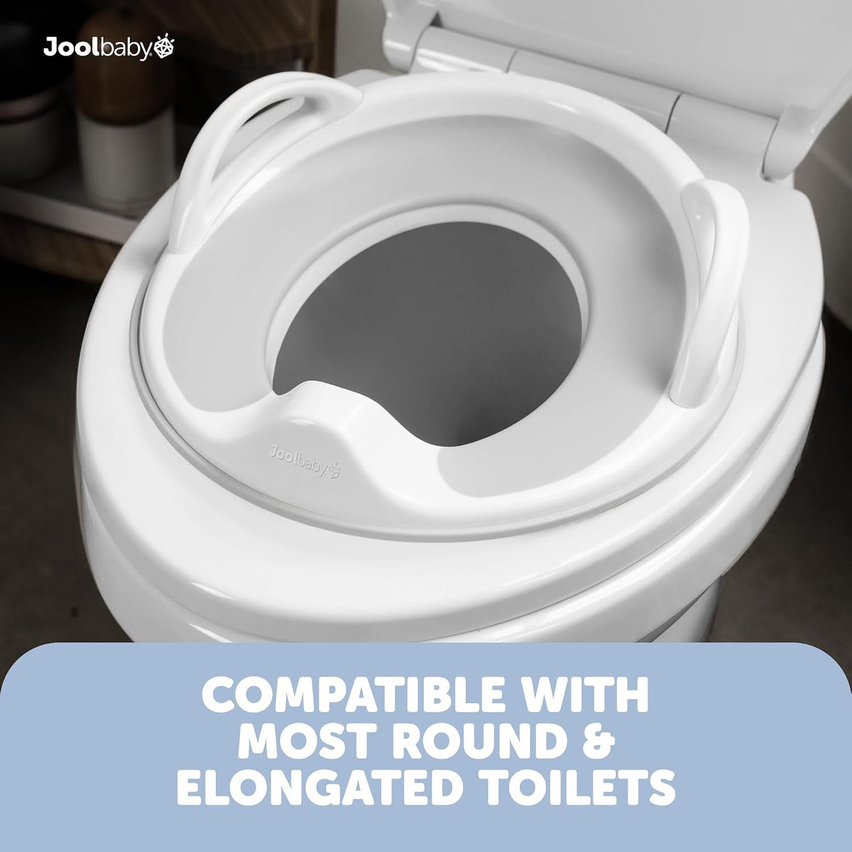 Potty Training Seat for Boys and Girls With Handles, Fits Round & Oval Toilets, Non-Slip with Splash Guard, Includes Free Storage Hook (Aqua)