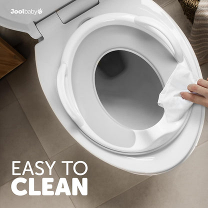 Potty Training Seat for Boys and Girls With Handles, Fits Round & Oval Toilets, Non-Slip with Splash Guard, Includes Free Storage Hook (Aqua)