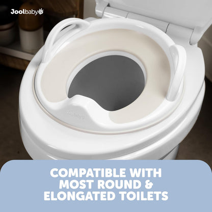 Potty Training Seat for Boys and Girls With Handles, Fits Round & Oval Toilets, Non-Slip with Splash Guard, Includes Free Storage Hook (Aqua)
