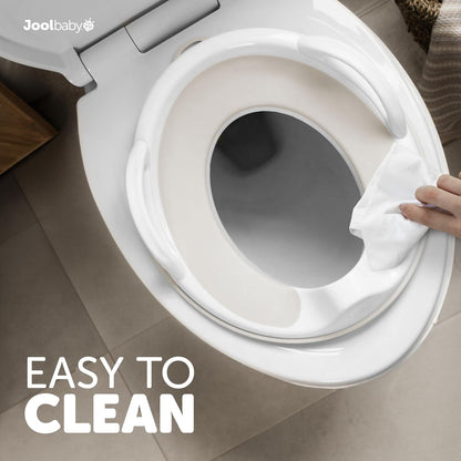 Potty Training Seat for Boys and Girls With Handles, Fits Round & Oval Toilets, Non-Slip with Splash Guard, Includes Free Storage Hook (Aqua)