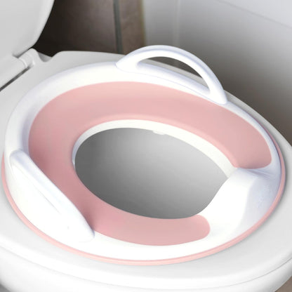 Potty Training Seat for Boys and Girls With Handles, Fits Round & Oval Toilets, Non-Slip with Splash Guard, Includes Free Storage Hook (Aqua)