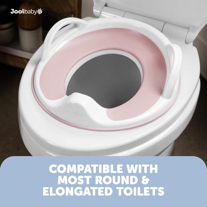 Potty Training Seat for Boys and Girls With Handles, Fits Round & Oval Toilets, Non-Slip with Splash Guard, Includes Free Storage Hook (Aqua)