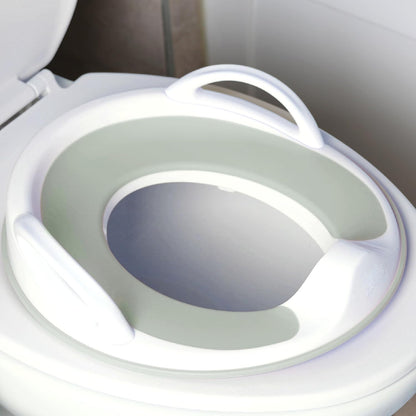 Potty Training Seat for Boys and Girls With Handles, Fits Round & Oval Toilets, Non-Slip with Splash Guard, Includes Free Storage Hook (Aqua)