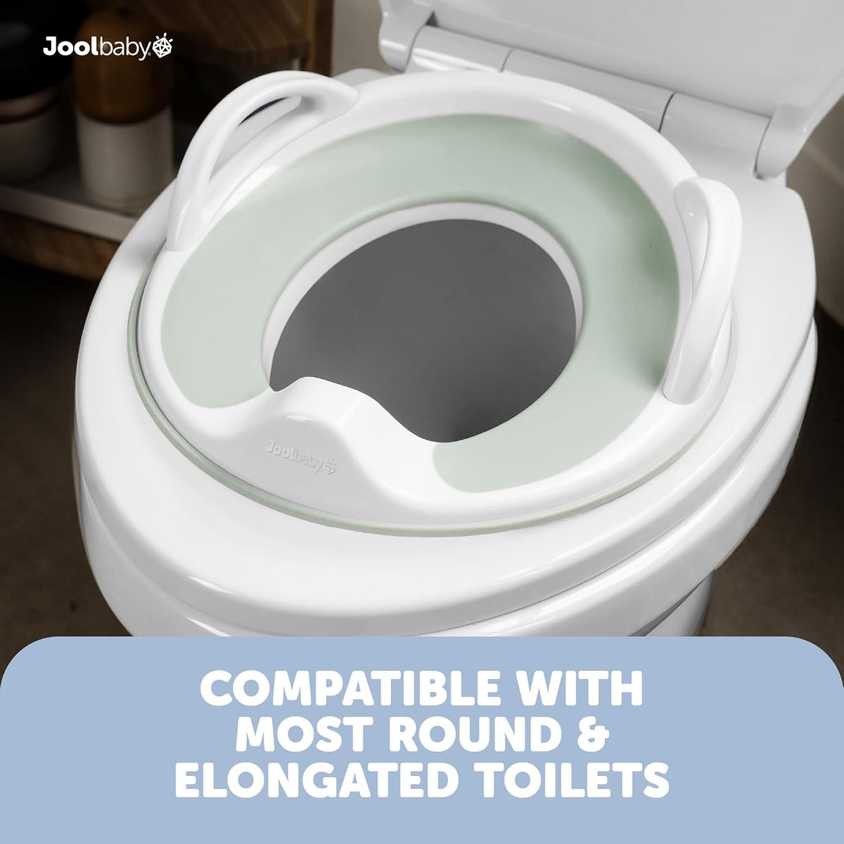 Potty Training Seat for Boys and Girls With Handles, Fits Round & Oval Toilets, Non-Slip with Splash Guard, Includes Free Storage Hook (Aqua)