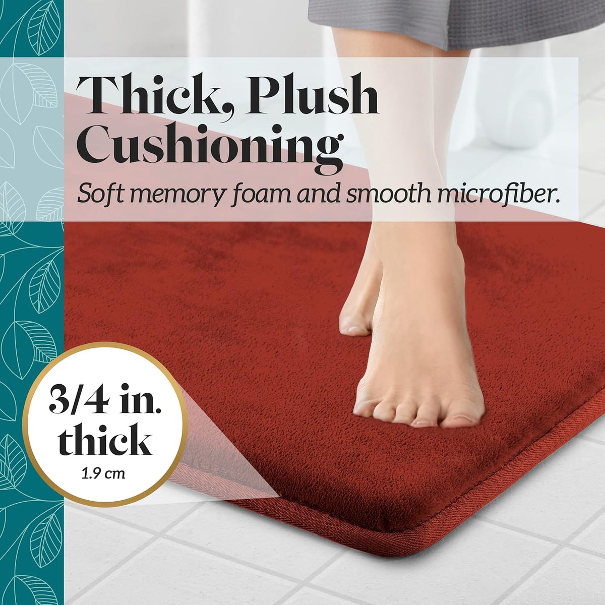 Memory Foam Bath Mat Non Slip Absorbent Super Cozy Velvet Bathroom Rug Carpet (17 inches X 24 inches, Grey)