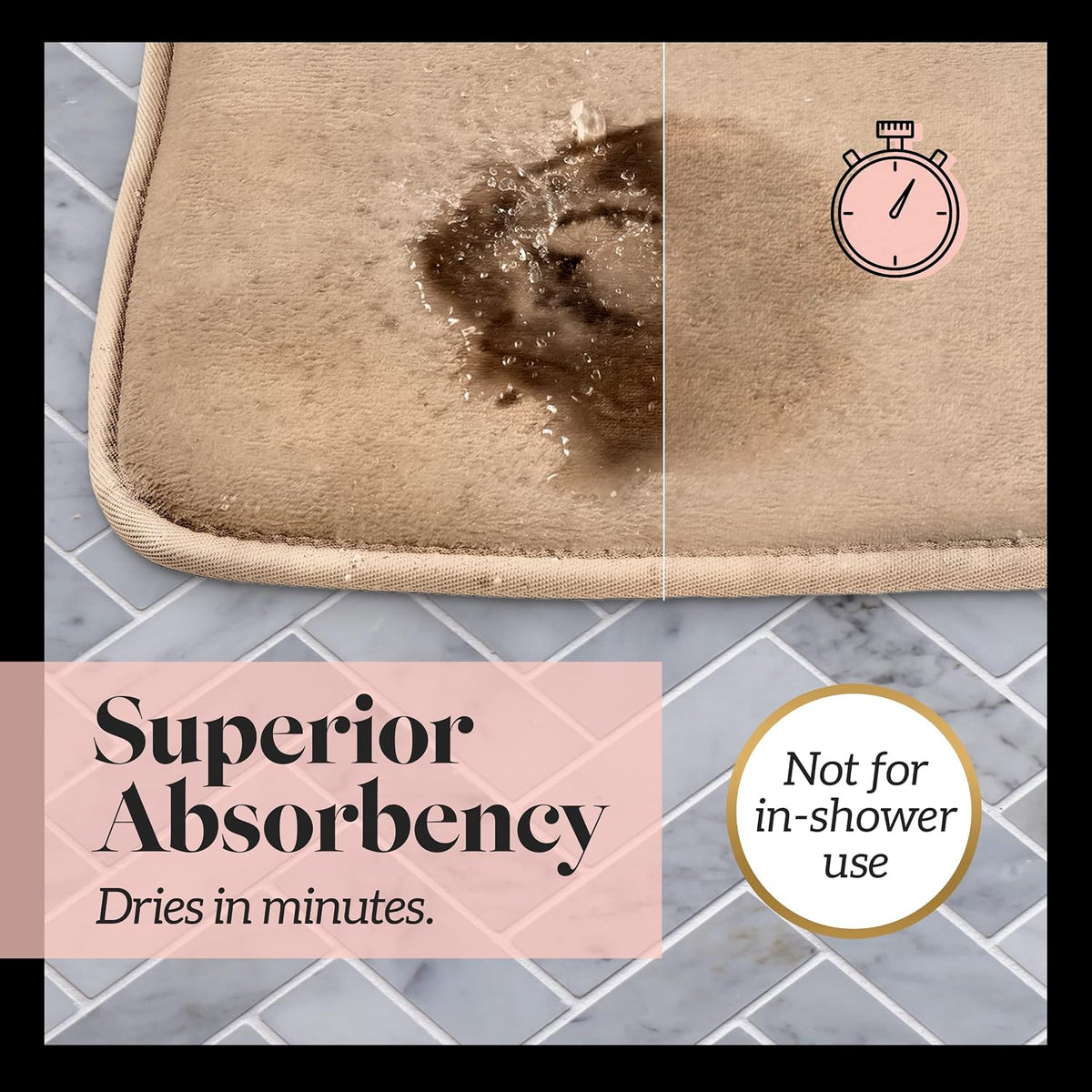Memory Foam Bath Mat Non Slip Absorbent Super Cozy Velvet Bathroom Rug Carpet (17 inches X 24 inches, Grey)