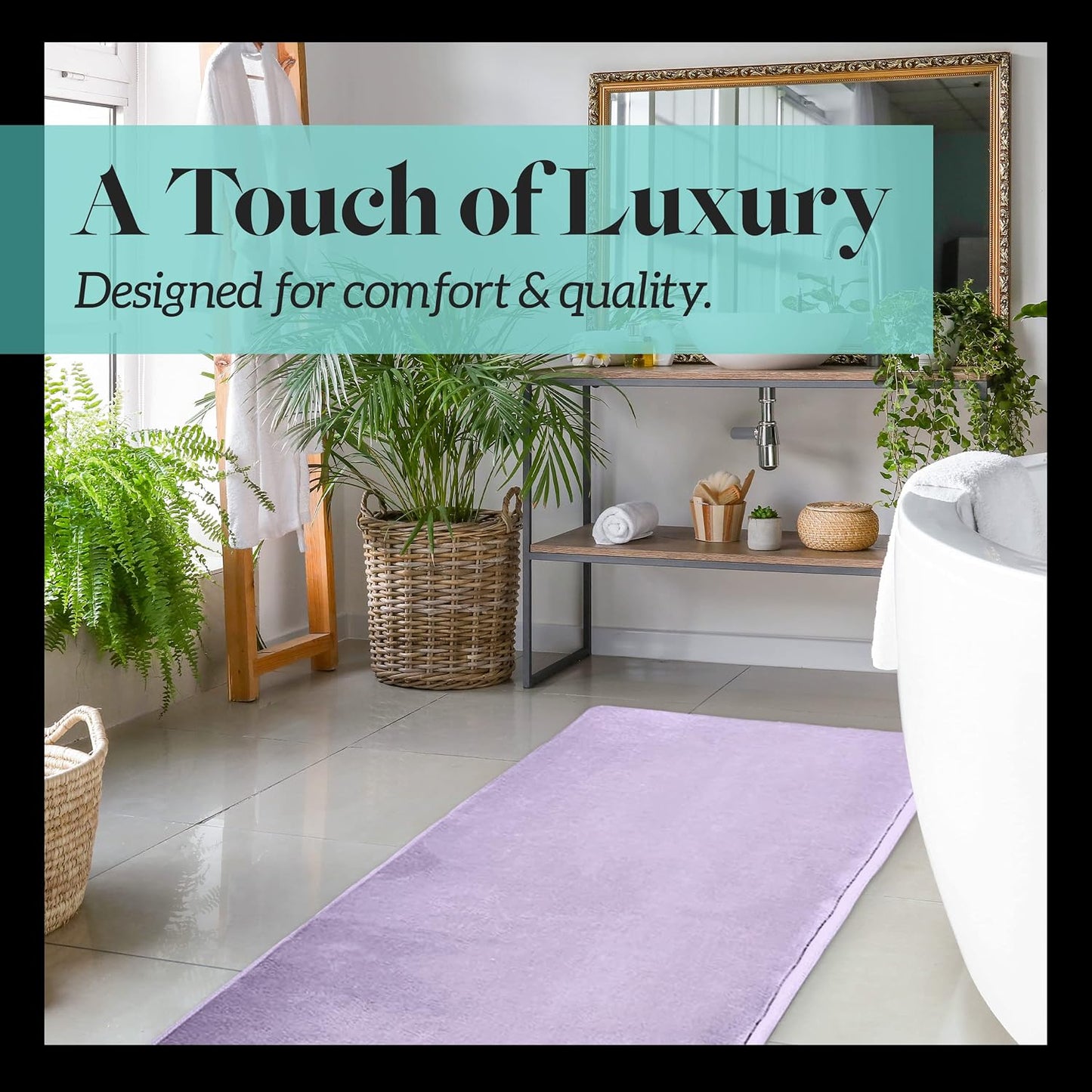 Memory Foam Bath Mat Non Slip Absorbent Super Cozy Velvet Bathroom Rug Carpet (17 inches X 24 inches, Grey)