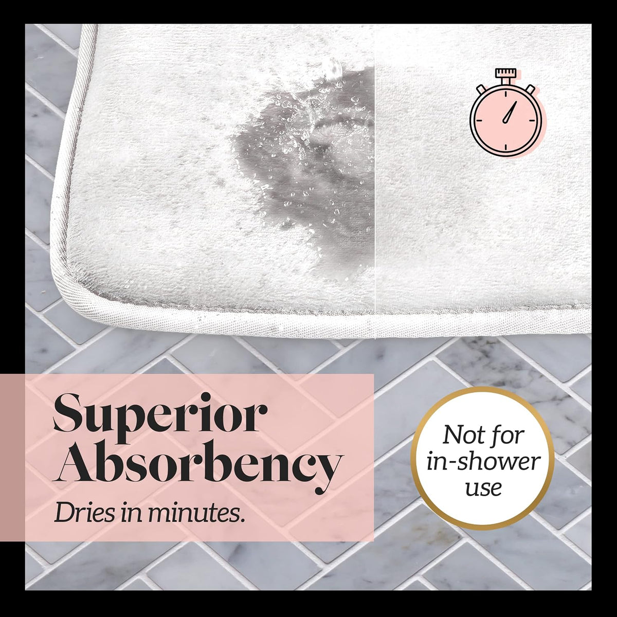 Memory Foam Bath Mat Non Slip Absorbent Super Cozy Velvet Bathroom Rug Carpet (17 inches X 24 inches, Grey)