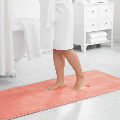 Memory Foam Bath Mat Non Slip Absorbent Super Cozy Velvet Bathroom Rug Carpet (17 inches X 24 inches, Grey)