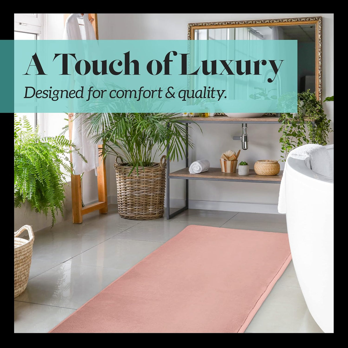 Memory Foam Bath Mat Non Slip Absorbent Super Cozy Velvet Bathroom Rug Carpet (17 inches X 24 inches, Grey)