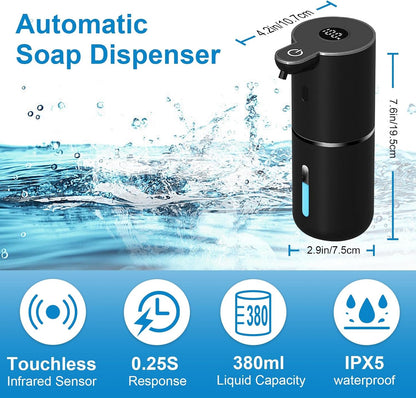 Automatic Liquid Soap Dispenser Touchless, USB Rechargeable Smart Hand Soap Dispenser, 6-Level Adjustable, 12.8oz/380mL Wall Mounted for Bathroom Kitchen Accessories Dish Soap-White