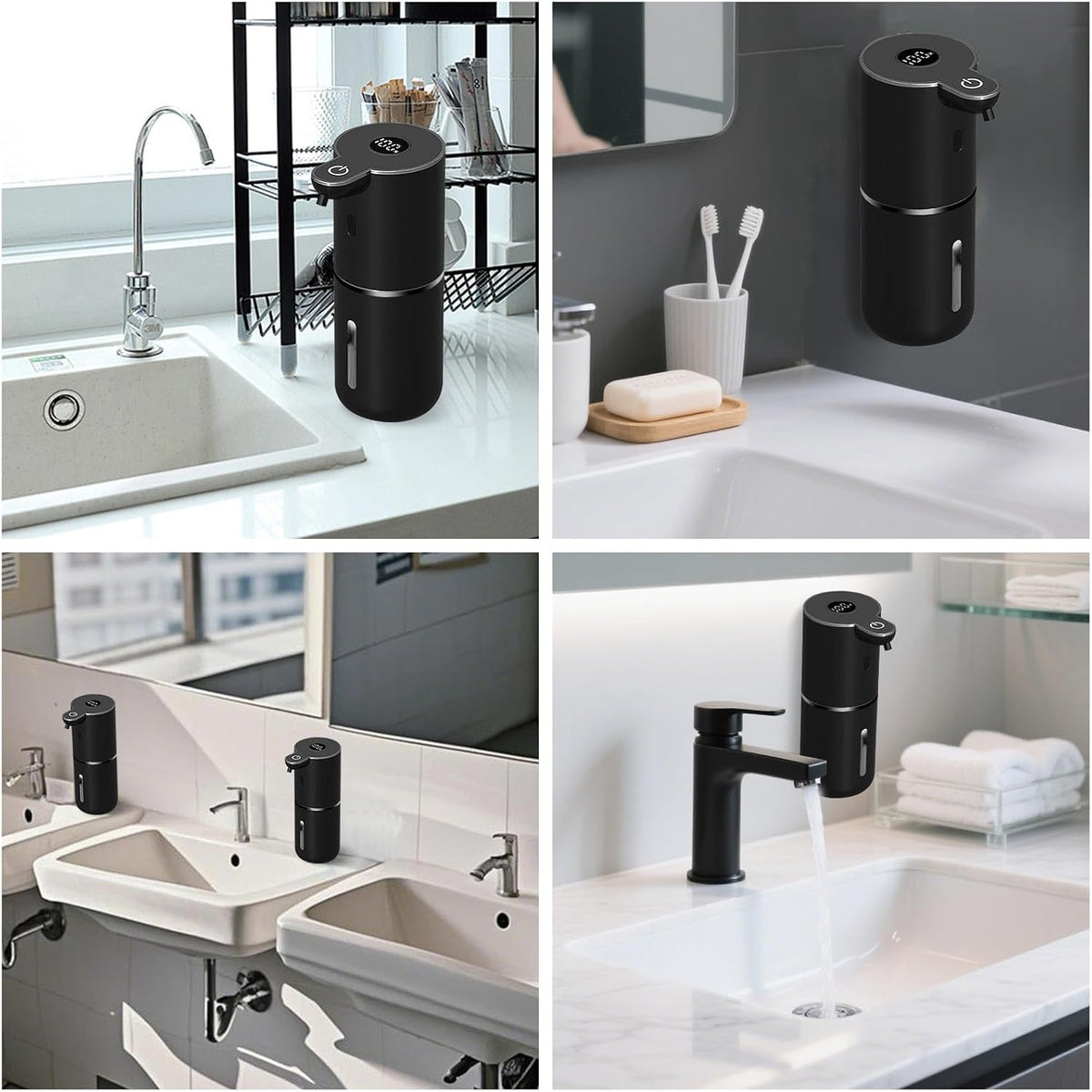 Automatic Liquid Soap Dispenser Touchless, USB Rechargeable Smart Hand Soap Dispenser, 6-Level Adjustable, 12.8oz/380mL Wall Mounted for Bathroom Kitchen Accessories Dish Soap-White