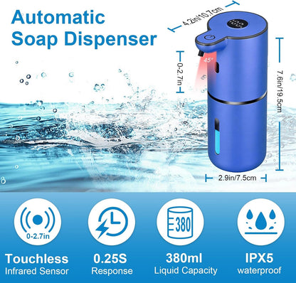 Automatic Liquid Soap Dispenser Touchless, USB Rechargeable Smart Hand Soap Dispenser, 6-Level Adjustable, 12.8oz/380mL Wall Mounted for Bathroom Kitchen Accessories Dish Soap-White