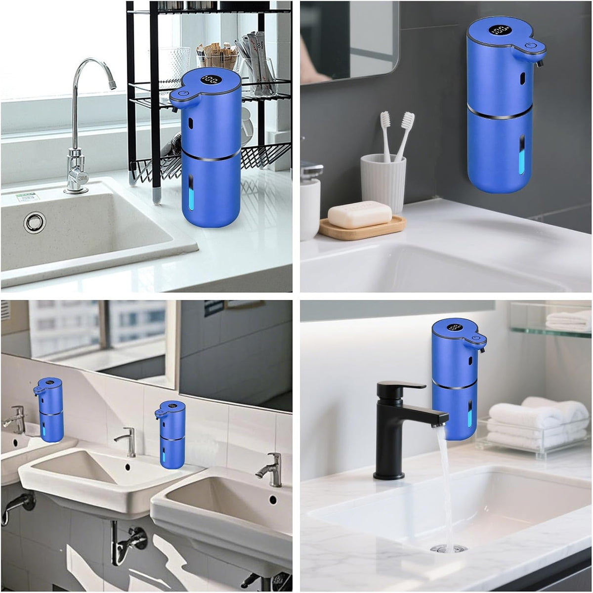 Automatic Liquid Soap Dispenser Touchless, USB Rechargeable Smart Hand Soap Dispenser, 6-Level Adjustable, 12.8oz/380mL Wall Mounted for Bathroom Kitchen Accessories Dish Soap-White