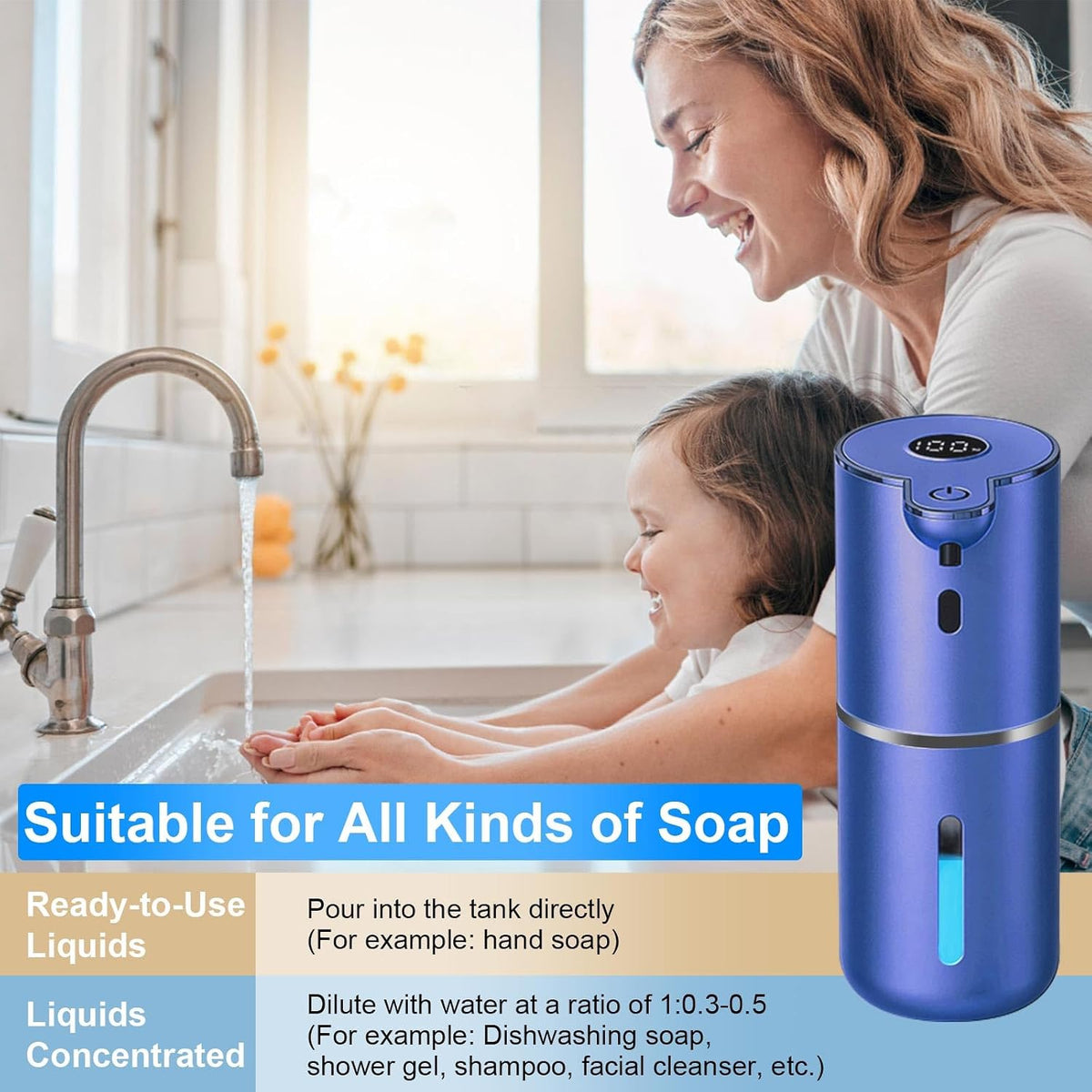Automatic Liquid Soap Dispenser Touchless, USB Rechargeable Smart Hand Soap Dispenser, 6-Level Adjustable, 12.8oz/380mL Wall Mounted for Bathroom Kitchen Accessories Dish Soap-White