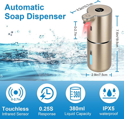 Automatic Liquid Soap Dispenser Touchless, USB Rechargeable Smart Hand Soap Dispenser, 6-Level Adjustable, 12.8oz/380mL Wall Mounted for Bathroom Kitchen Accessories Dish Soap-White