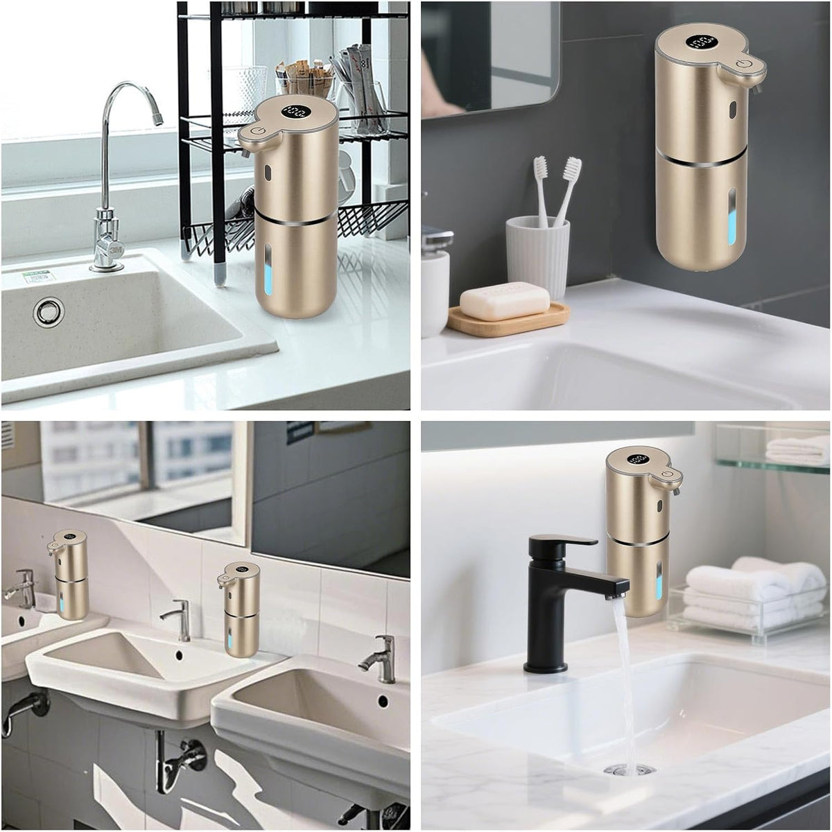Automatic Liquid Soap Dispenser Touchless, USB Rechargeable Smart Hand Soap Dispenser, 6-Level Adjustable, 12.8oz/380mL Wall Mounted for Bathroom Kitchen Accessories Dish Soap-White