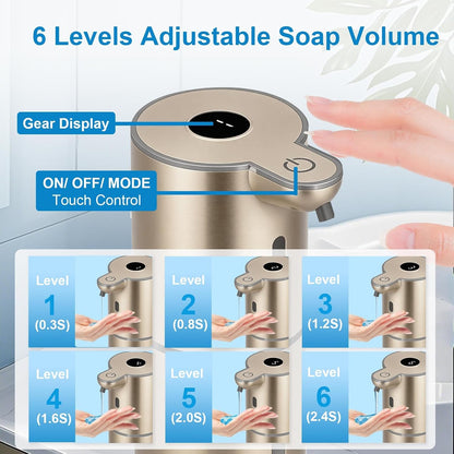 Automatic Liquid Soap Dispenser Touchless, USB Rechargeable Smart Hand Soap Dispenser, 6-Level Adjustable, 12.8oz/380mL Wall Mounted for Bathroom Kitchen Accessories Dish Soap-White