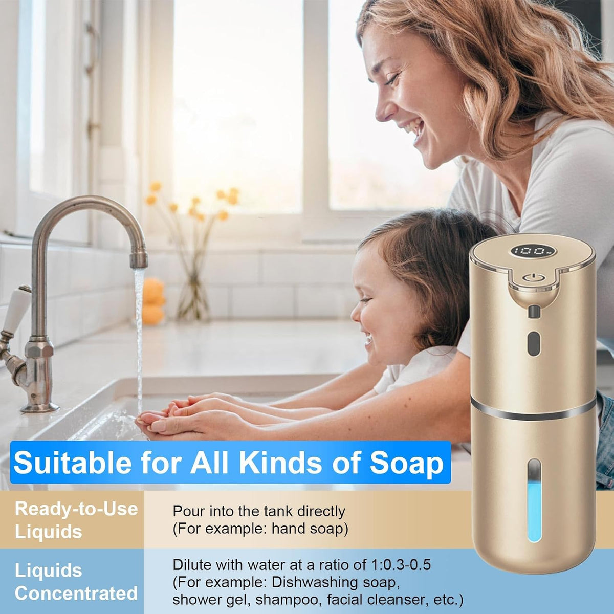 Automatic Liquid Soap Dispenser Touchless, USB Rechargeable Smart Hand Soap Dispenser, 6-Level Adjustable, 12.8oz/380mL Wall Mounted for Bathroom Kitchen Accessories Dish Soap-White