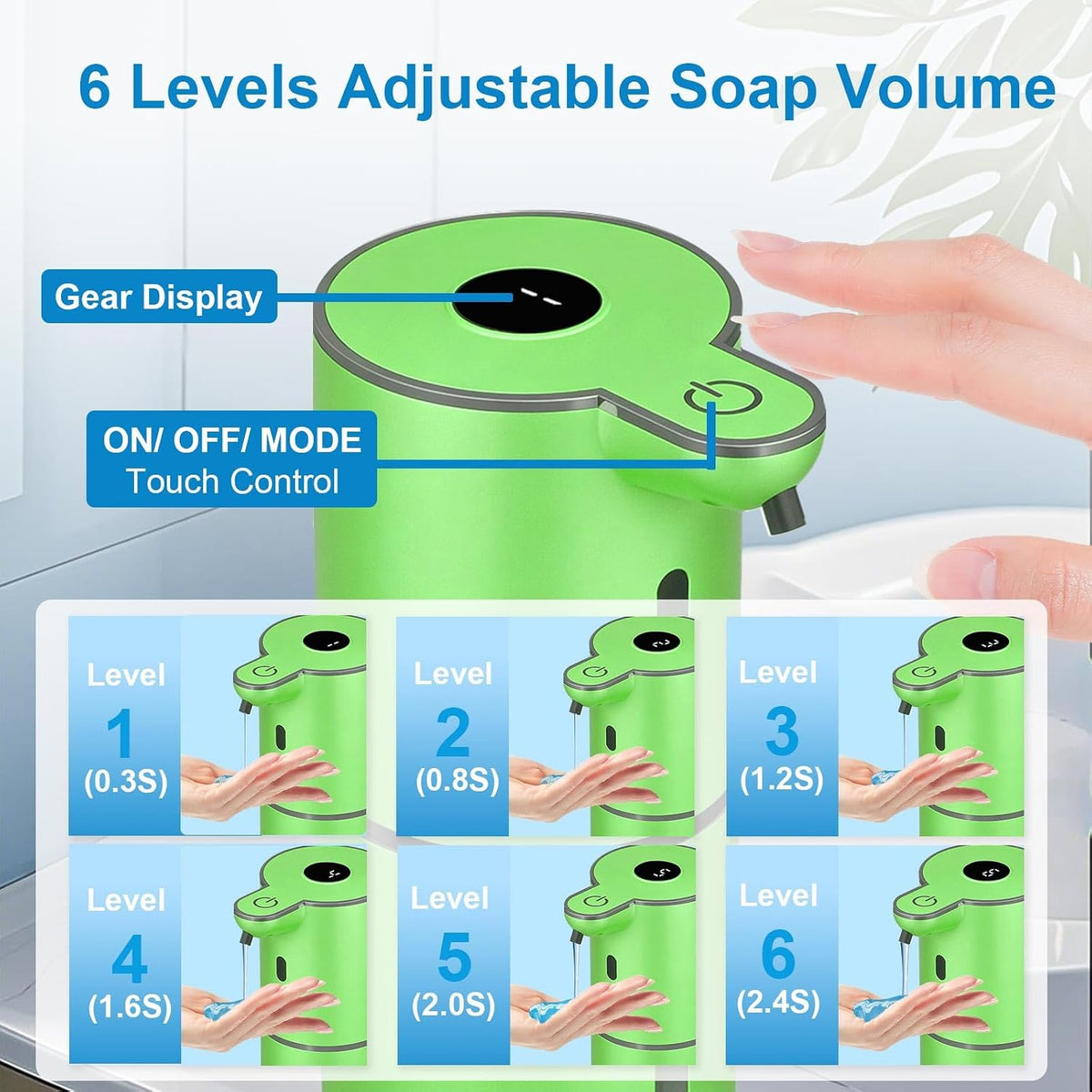 Automatic Liquid Soap Dispenser Touchless, USB Rechargeable Smart Hand Soap Dispenser, 6-Level Adjustable, 12.8oz/380mL Wall Mounted for Bathroom Kitchen Accessories Dish Soap-White