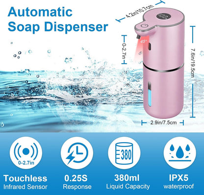 Automatic Liquid Soap Dispenser Touchless, USB Rechargeable Smart Hand Soap Dispenser, 6-Level Adjustable, 12.8oz/380mL Wall Mounted for Bathroom Kitchen Accessories Dish Soap-White