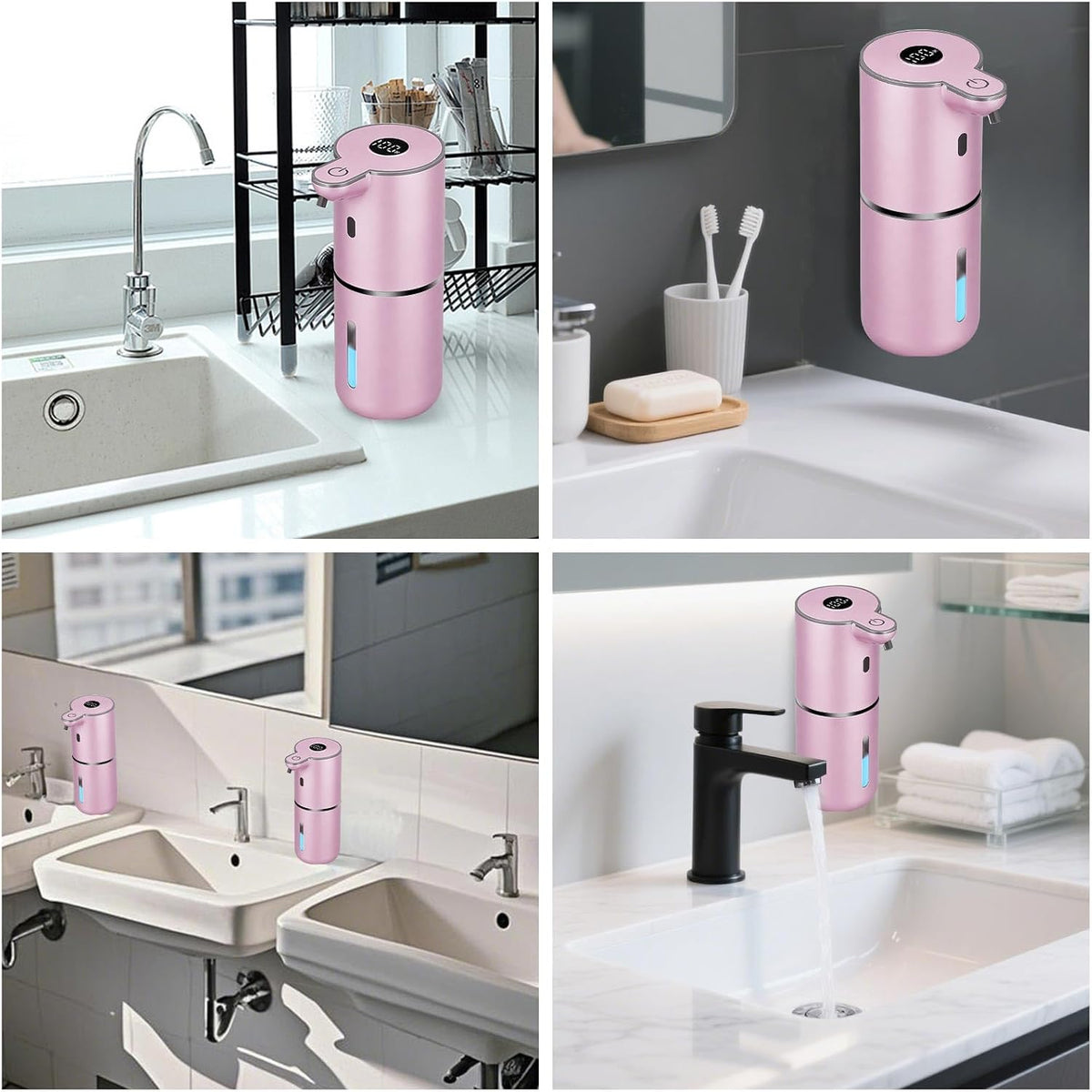 Automatic Liquid Soap Dispenser Touchless, USB Rechargeable Smart Hand Soap Dispenser, 6-Level Adjustable, 12.8oz/380mL Wall Mounted for Bathroom Kitchen Accessories Dish Soap-White