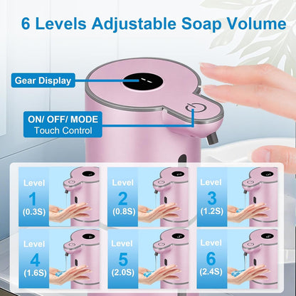 Automatic Liquid Soap Dispenser Touchless, USB Rechargeable Smart Hand Soap Dispenser, 6-Level Adjustable, 12.8oz/380mL Wall Mounted for Bathroom Kitchen Accessories Dish Soap-White