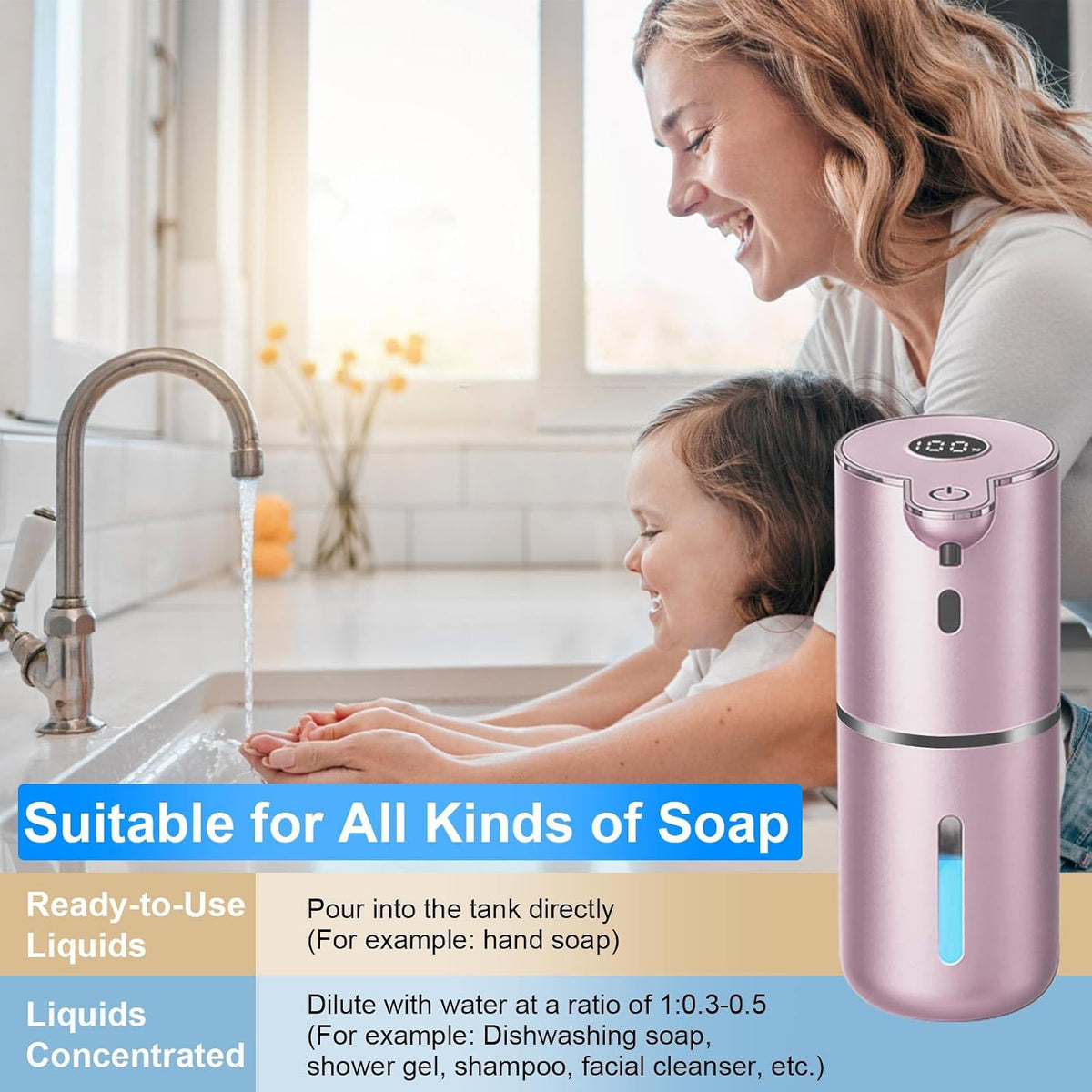 Automatic Liquid Soap Dispenser Touchless, USB Rechargeable Smart Hand Soap Dispenser, 6-Level Adjustable, 12.8oz/380mL Wall Mounted for Bathroom Kitchen Accessories Dish Soap-White