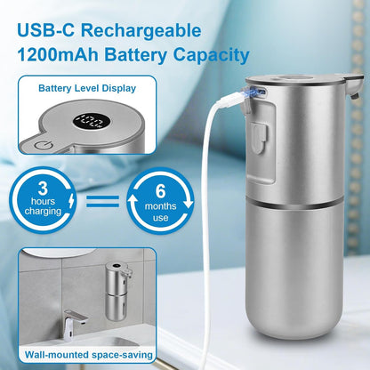 Automatic Liquid Soap Dispenser Touchless, USB Rechargeable Smart Hand Soap Dispenser, 6-Level Adjustable, 12.8oz/380mL Wall Mounted for Bathroom Kitchen Accessories Dish Soap-White