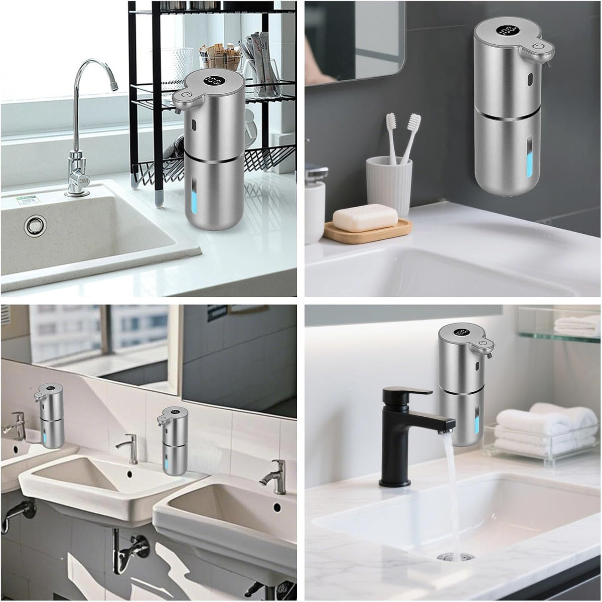 Automatic Liquid Soap Dispenser Touchless, USB Rechargeable Smart Hand Soap Dispenser, 6-Level Adjustable, 12.8oz/380mL Wall Mounted for Bathroom Kitchen Accessories Dish Soap-White