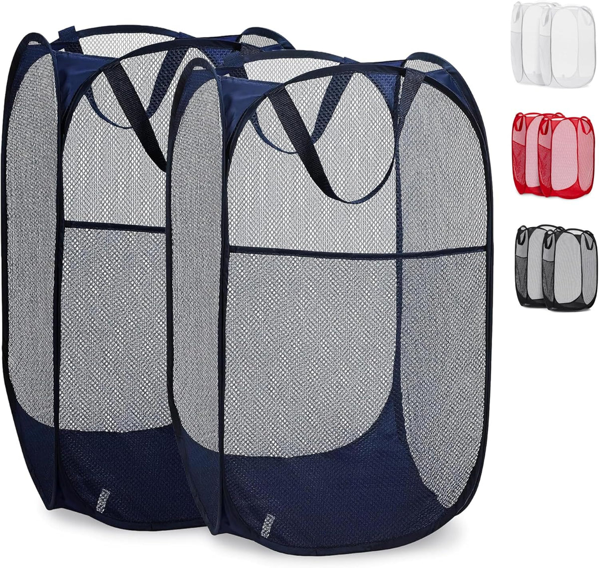 Collapsible Mesh Laundry Hamper, Blue