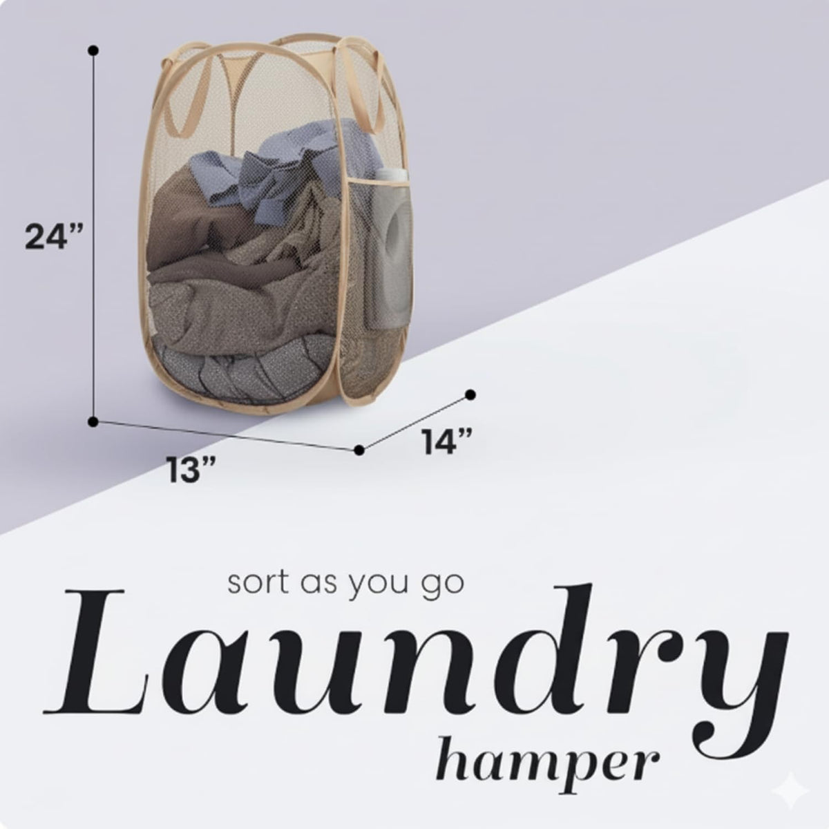 Collapsible Mesh Laundry Hamper, Blue