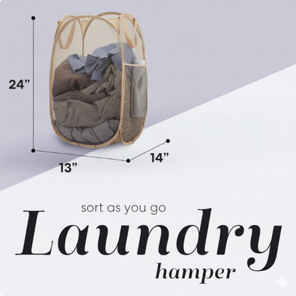Collapsible Mesh Laundry Hamper, Blue