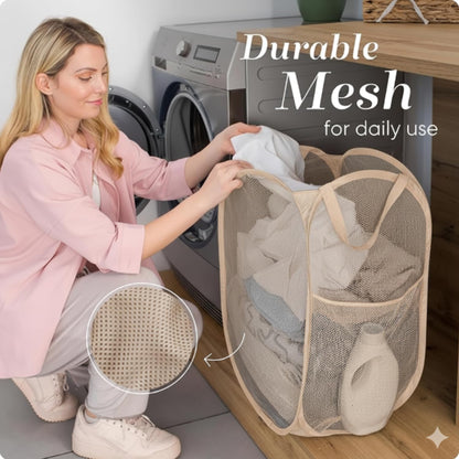 Collapsible Mesh Laundry Hamper, Blue