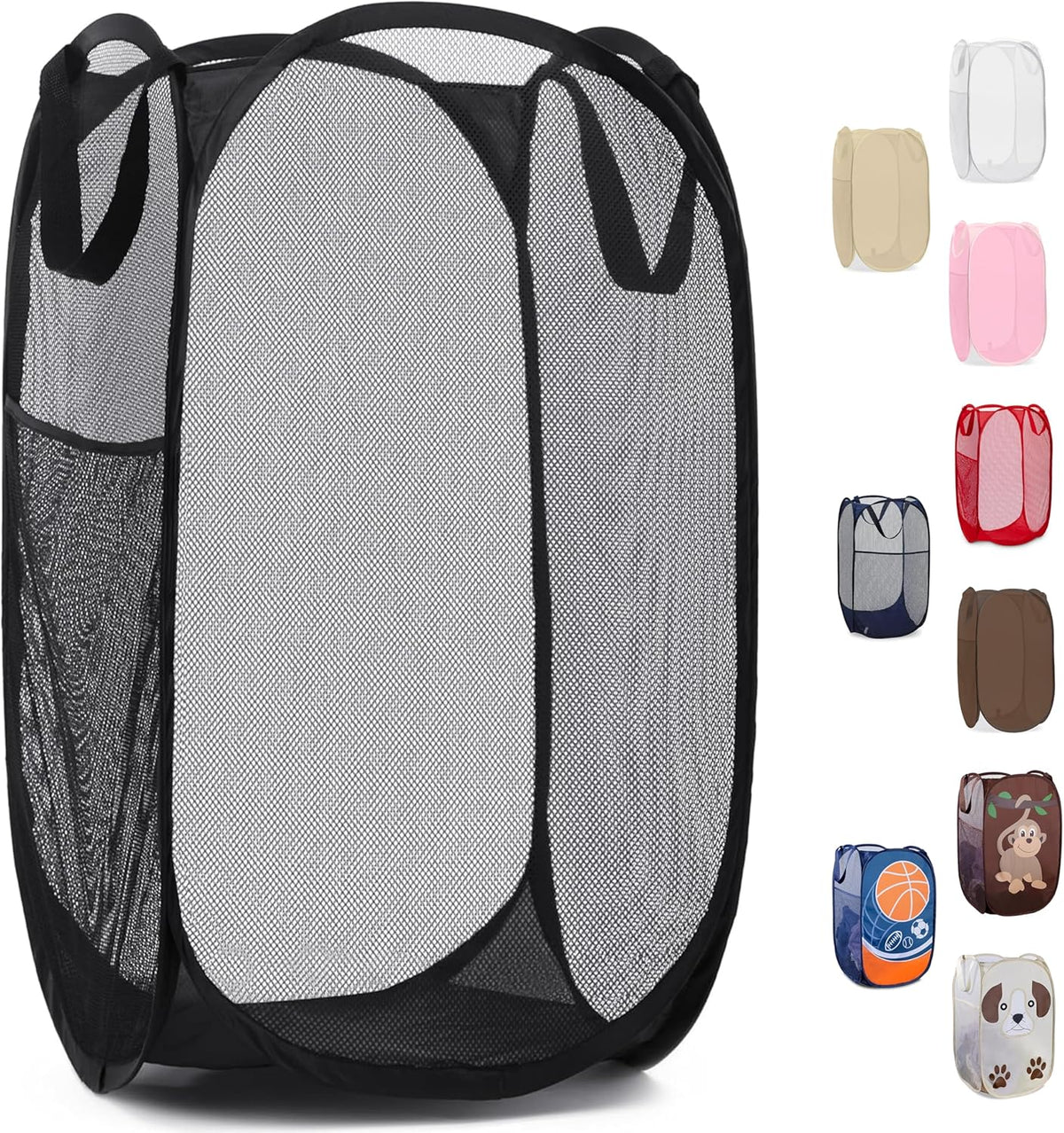 Collapsible Mesh Laundry Hamper, Blue