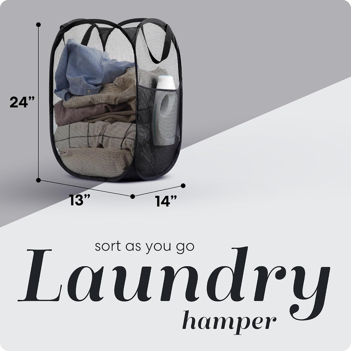 Collapsible Mesh Laundry Hamper, Blue