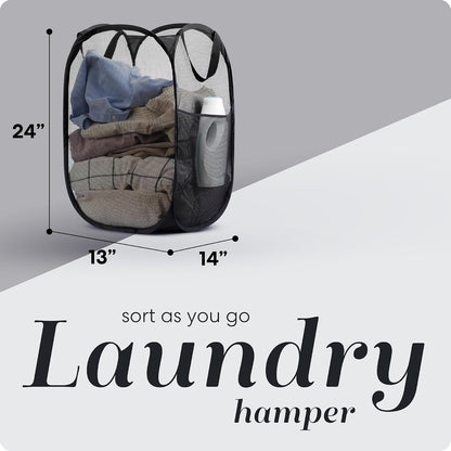 Collapsible Mesh Laundry Hamper, Blue
