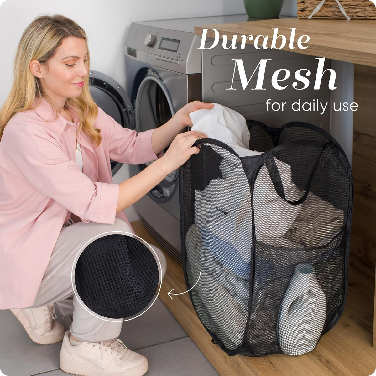 Collapsible Mesh Laundry Hamper, Blue