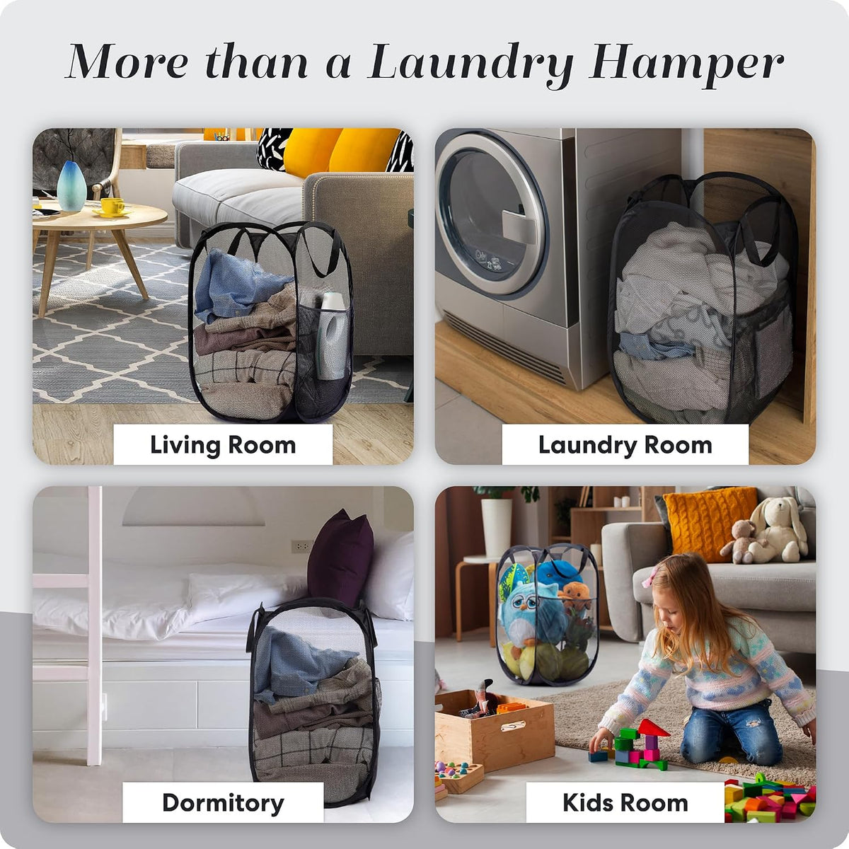 Collapsible Mesh Laundry Hamper, Blue