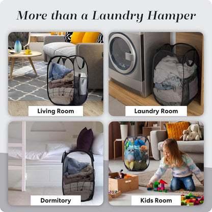Collapsible Mesh Laundry Hamper, Blue