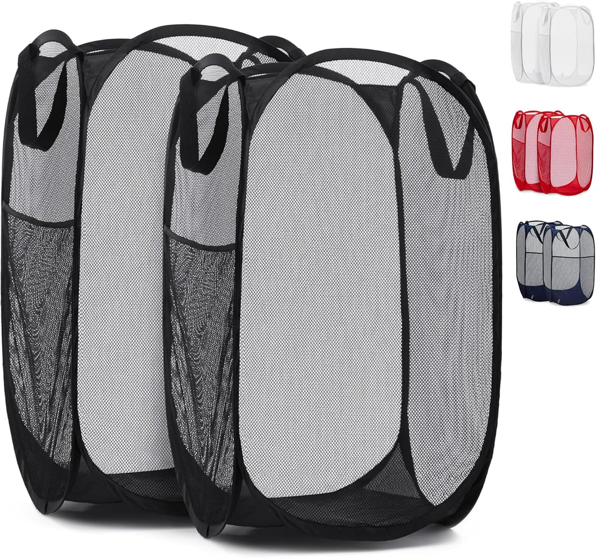 Collapsible Mesh Laundry Hamper, Blue