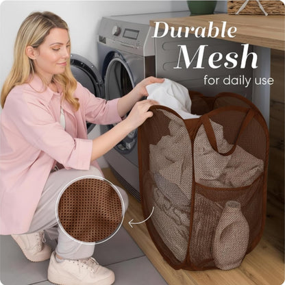 Collapsible Mesh Laundry Hamper, Blue